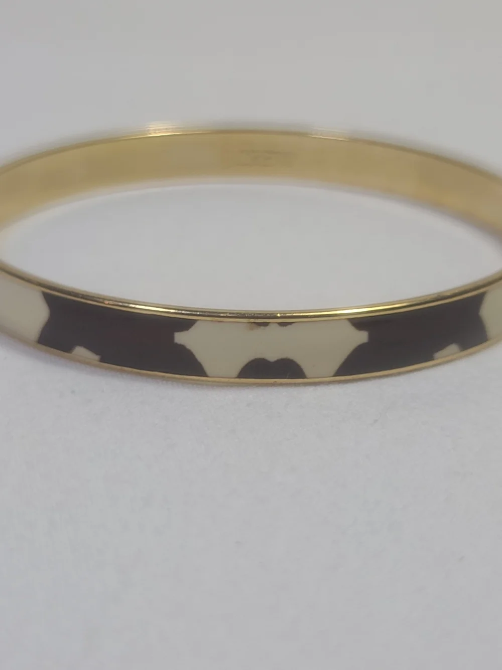 J. Crew Zebra Print Animal Enamel Gold Tone Bracelet Bangle